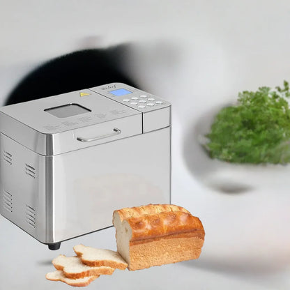 2 LB Stainless Steel Bread Maker with 25 Smart Cooking Programs and Included Accessories, Measuring Cup - Home Fusion