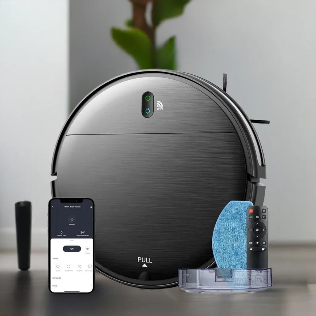 Robot Vacuum and Mop Combo, 2 in 1 Mopping Robot Vacuum Cleaner with Schedule, Wi-Fi/App/Alexa, 1400Pa Max Suction, - Home Fusion
