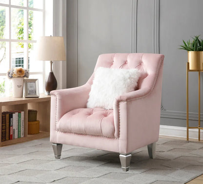 Glory Furniture Pink Chair – Modern Velvet Accent Chair for Living Room - Home Fusion
