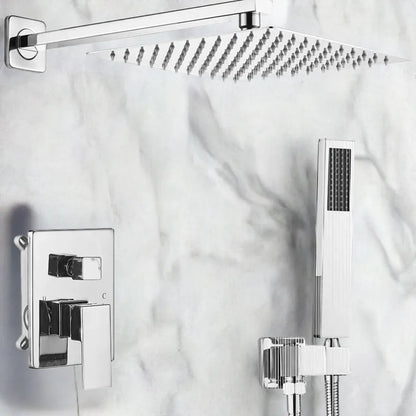 JingGang Polished Chrome Shower System 10 Inch Bathroom Luxury Rain Mixer Shower Combo Set Wall Mounted Rainfall Shower