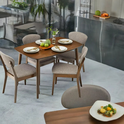 Dining Set Apartment w/ 4 Chairs, Padded Seats & Backrests, Wooden Frame,Compact Mid-Century Modern Table & Chair Set - Home Fusion