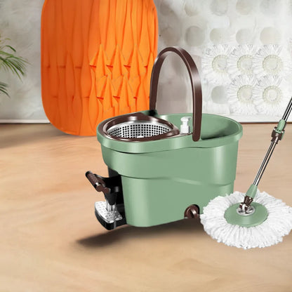 Spin Mop and Bucket with Wringer Set, Floor Cleaning System with Foot Pedal, Easy Wring, Adjustable Handle - Home Fusion