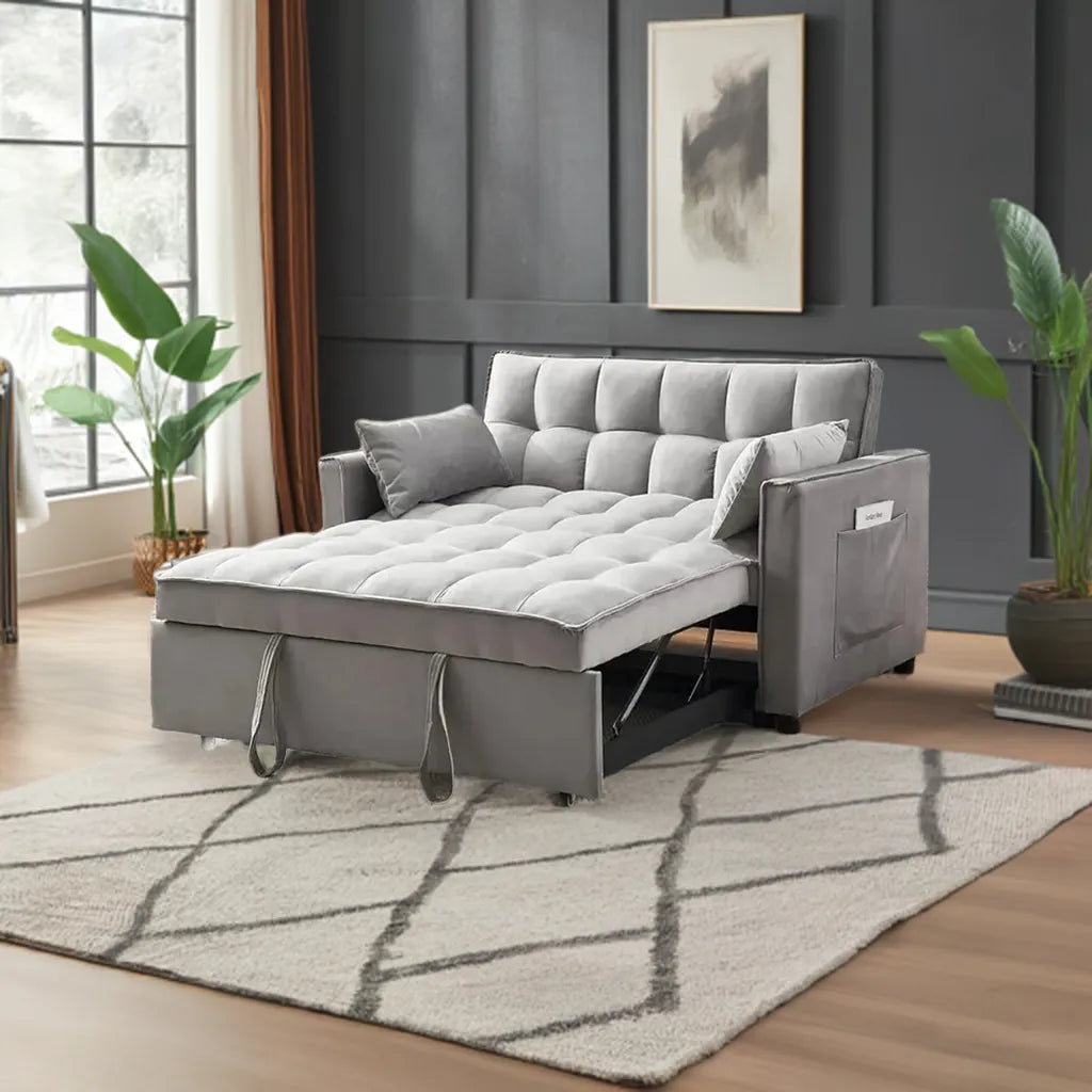 Convertible Sleeper Sofa Bed | Modern Pullout Couch with Adjustable Backrest | Loveseat Futon - Home Fusion