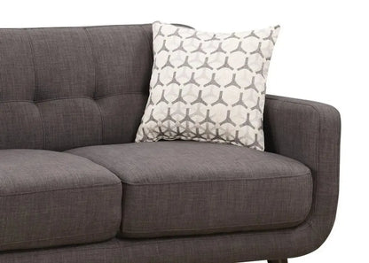 61" Charcoal And Black Loveseat and Toss Pillows - Home Fusion