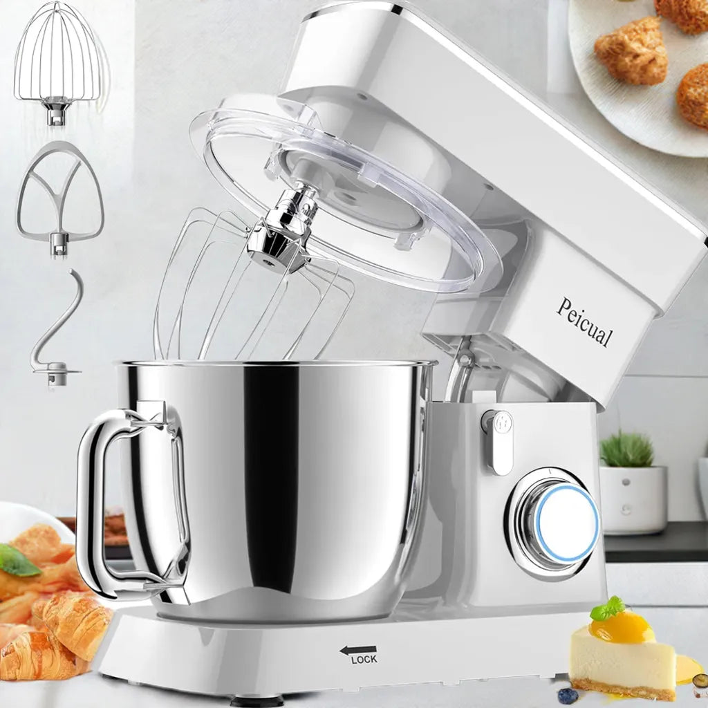Stand Mixer, 5.5QT 10+P Speed Tilt-Head Kitchen Electric Mixer, Food Mixer with Stainless Steel Bowl, Dough Hook, Flat Beater - Home Fusion
