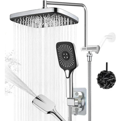 12 Inch Shower Head with Handheld Spray, 4 Sets of High-pressure Shower Heads with Handheld Spray - Home Fusion