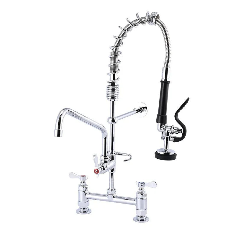 VEVOR Wall Mount Commercial Kitchen Faucet with Pre-Rinse Sprayer - Home Fusion