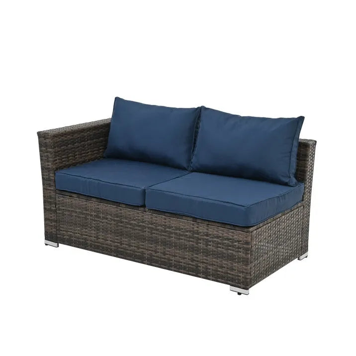 4 Set Wicker Furniture With Tempered Glass Coffee Table - Home Fusion