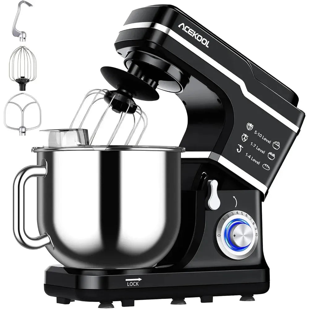 7.5QT Kitchen Electric Food Mixer 10-Speed Tilt-Head Dough Mixer for Baking Cake, - Home Fusion