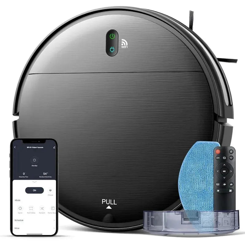 Robot Vacuum and Mop Combo, 2 in 1 Mopping Robot Vacuum Cleaner with Schedule, Wi-Fi/App/Alexa, 1400Pa Max Suction, - Home Fusion
