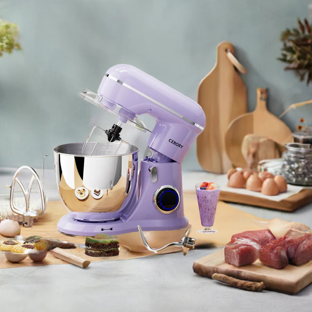 3-IN-1 Electric Stand Mixer Set 660W 10-Speed with Pulse Button 6.5QT Bowl Dough - Home Fusion