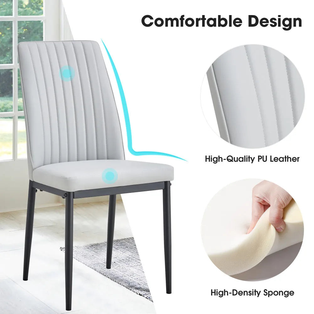 Dining Chairs Set of 4, Comfortable Upholstered Seat with Metal Legs, Curved Backrest Kitchen Chair for Living, Bedroom, Restaurant, Easy Assemble, Gray - Home Fusion