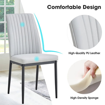 Dining Chairs Set of 4, Comfortable Upholstered Seat with Metal Legs, Curved Backrest Kitchen Chair for Living, Bedroom, Restaurant, Easy Assemble, Gray - Home Fusion