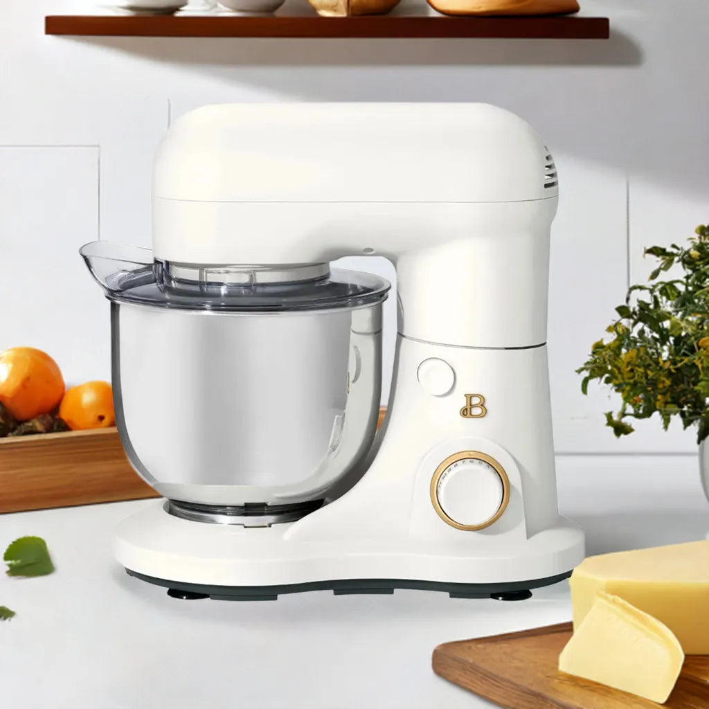 Beautiful 3.5 Qt Stand Mixer, Lightweight & Powerful with Tilt-Head, White Icing - Home Fusion