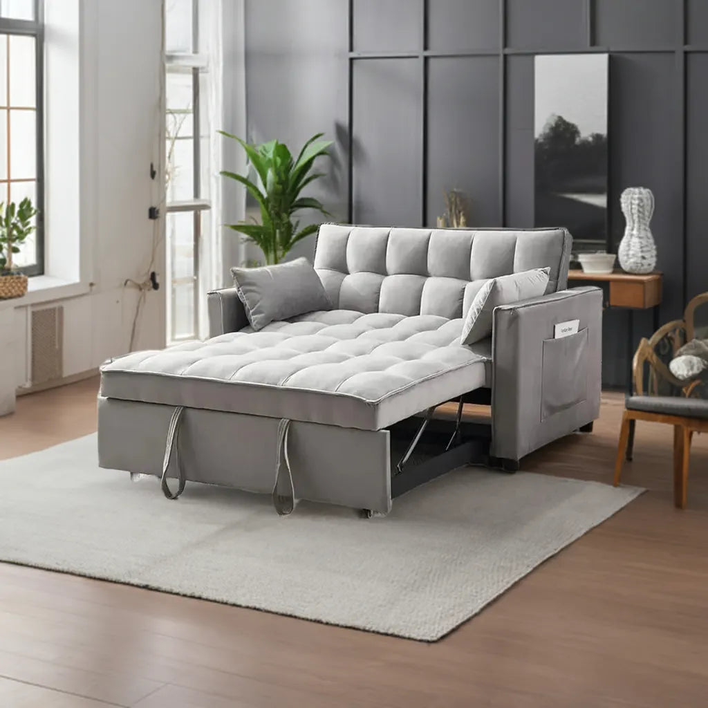 Convertible Sleeper Sofa Bed | Modern Pullout Couch with Adjustable Backrest | Loveseat Futon - Home Fusion