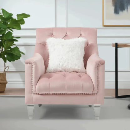 Glory Furniture Pink Chair – Modern Velvet Accent Chair for Living Room - Home Fusion