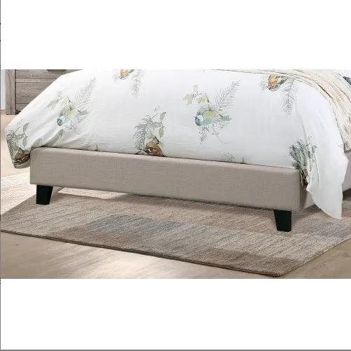 Contemporary 1pc Queen Size Bed Adjustable HB Light Brown Polyfiber Tufted Upholstered Wooden Bedframe Bedroom Furniture - Home Fusion