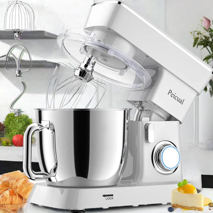 Stand Mixer, 5.5QT 10+P Speed Tilt-Head Kitchen Electric Mixer, Food Mixer with Stainless Steel Bowl, Dough Hook, Flat Beater - Home Fusion