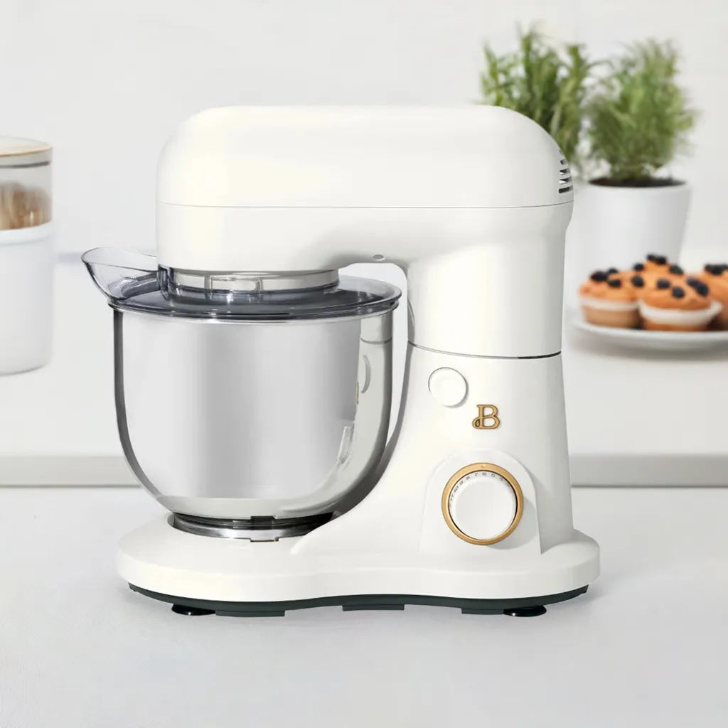 Beautiful 3.5 Qt Stand Mixer, Lightweight & Powerful with Tilt-Head, White Icing - Home Fusion