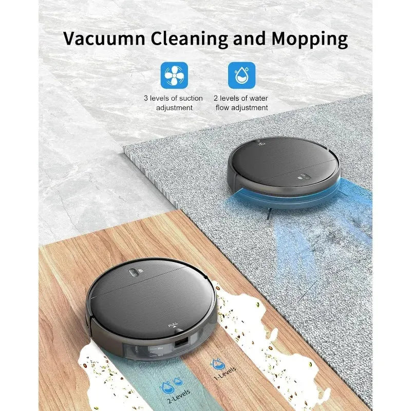Robot Vacuum and Mop Combo, 2 in 1 Mopping Robot Vacuum Cleaner with Schedule, Wi-Fi/App/Alexa, 1400Pa Max Suction, - Home Fusion