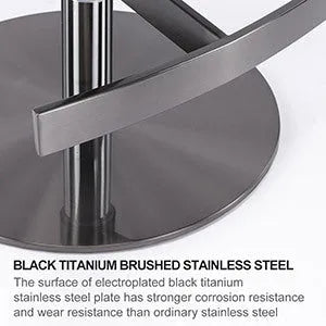 Black Titanium Stainless Steel Bar Stools,Grade Modern Leather Bar Chair with Backrest,Swivel Adjustable Height for Kitchen Counter and Dining Room (Grey 1pc) - Home Fusion