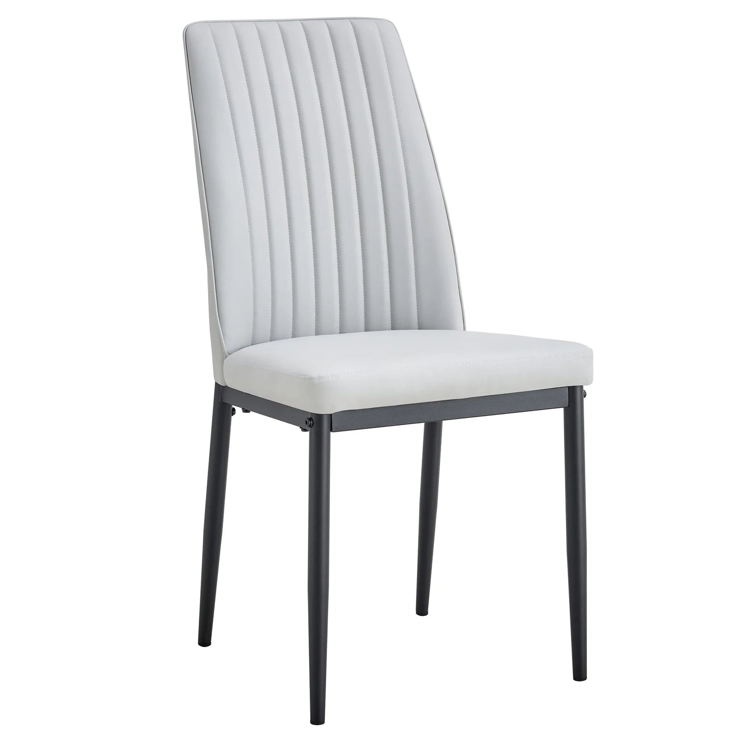 Dining Chairs Set of 4, Comfortable Upholstered Seat with Metal Legs, Curved Backrest Kitchen Chair for Living, Bedroom, Restaurant, Easy Assemble, Gray - Home Fusion