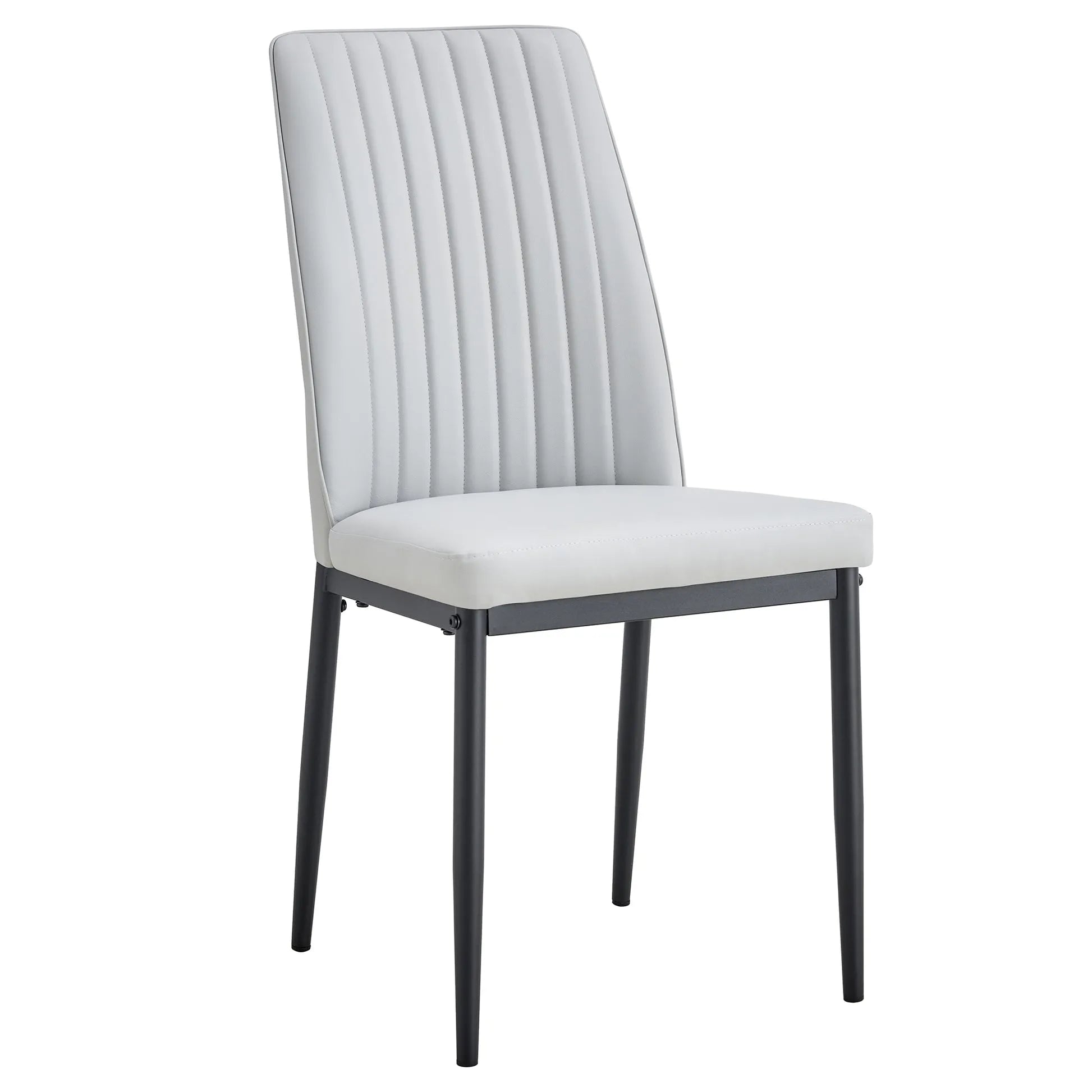 Dining Chairs Set of 4, Comfortable Upholstered Seat with Metal Legs, Curved Backrest Kitchen Chair for Living, Bedroom, Restaurant, Easy Assemble, Gray - Home Fusion