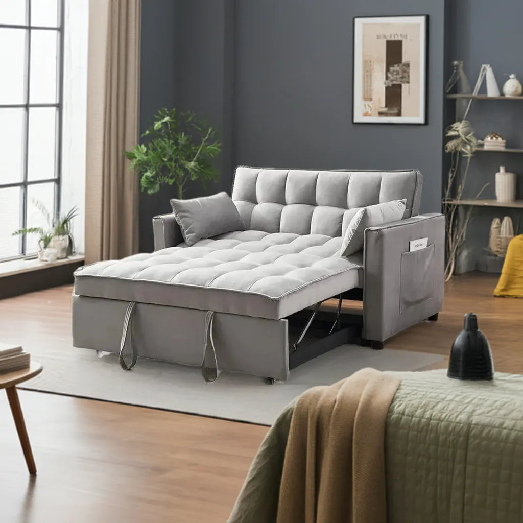 Convertible Sleeper Sofa Bed | Modern Pullout Couch with Adjustable Backrest | Loveseat Futon - Home Fusion