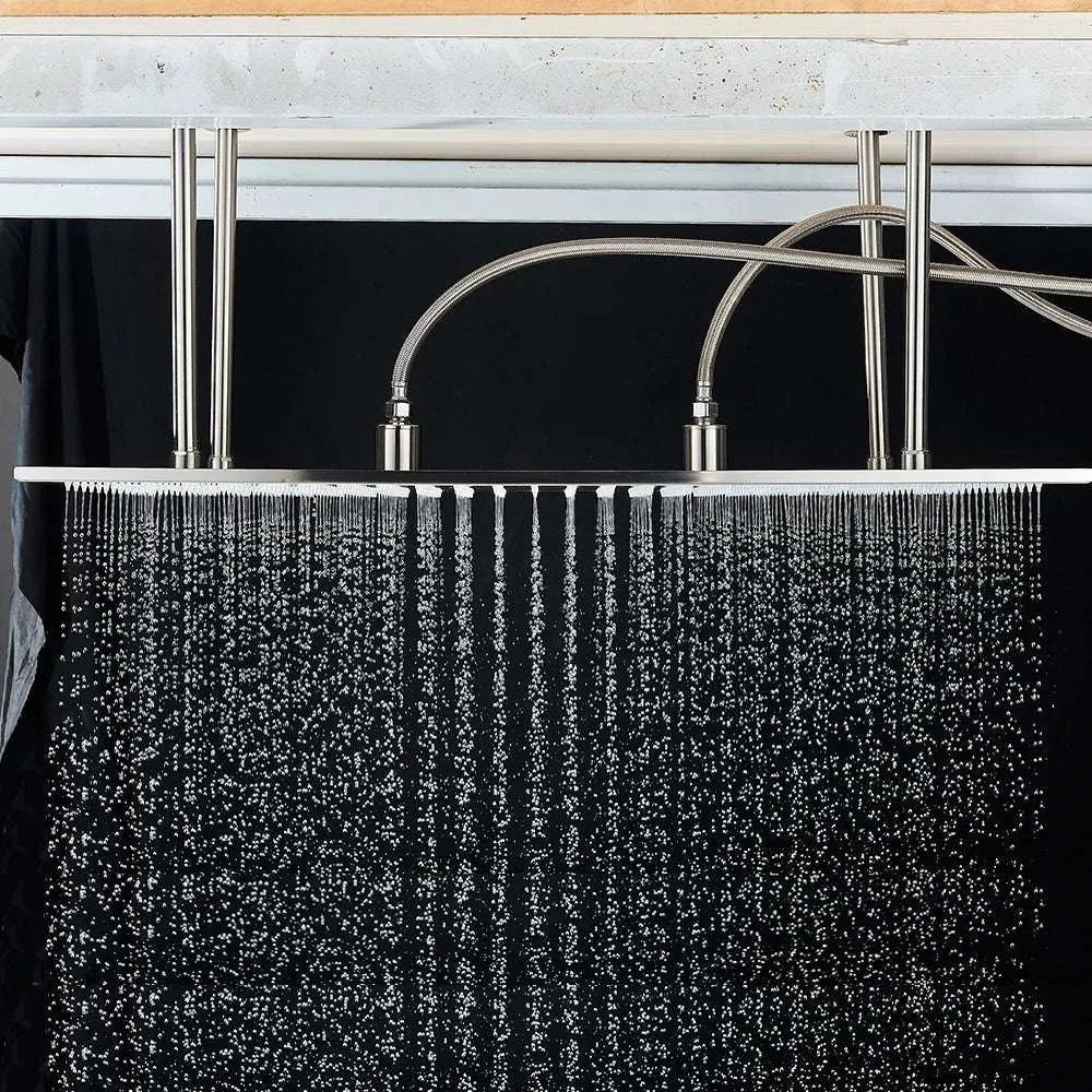Rozin LED Matte Black Shower Head 40*80cm Large Size Rainfall Shower Heads  Ceiling Mounted with Installation Arm for Bathroom - Home Fusion