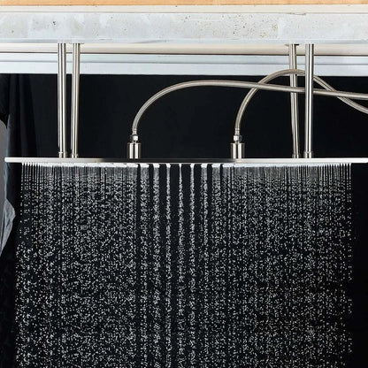 Rozin LED Matte Black Shower Head 40*80cm Large Size Rainfall Shower Heads  Ceiling Mounted with Installation Arm for Bathroom - Home Fusion