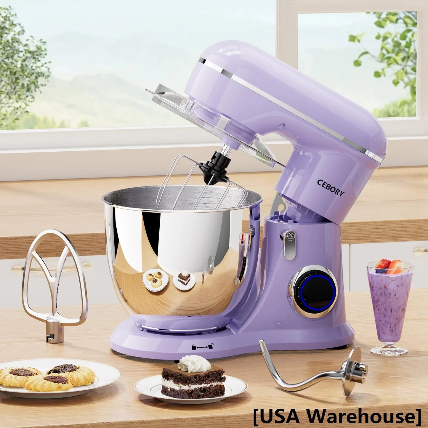 3-IN-1 Electric Stand Mixer Set 660W 10-Speed with Pulse Button 6.5QT Bowl Dough - Home Fusion