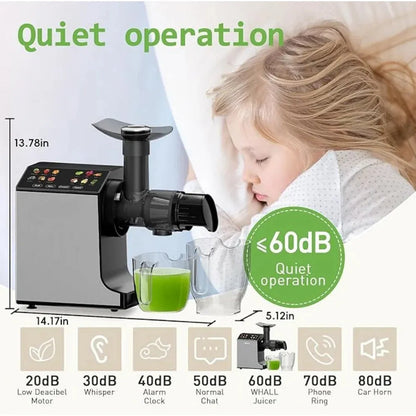 Portable Juicer with 2 Speed Modes, Touchscreen Cold Press Juicer, Safe & Quiet Operation and Easy To Clean, Juicer - Home Fusion