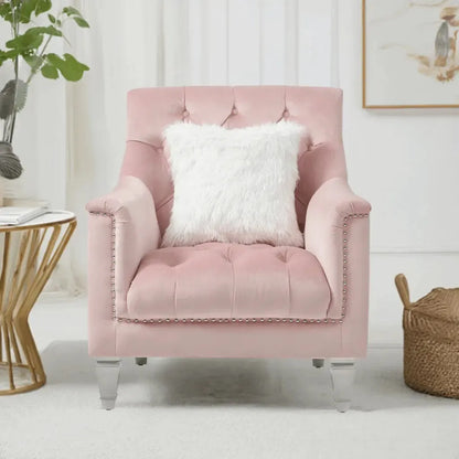 Glory Furniture Pink Chair – Modern Velvet Accent Chair for Living Room - Home Fusion