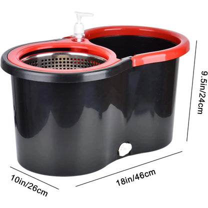 360° Spin Mop Bucket Sets with Wring System in 3 Microfiber Heads, Stainless Steel Basket 61" Extended Handle Floor Cleaning - Home Fusion