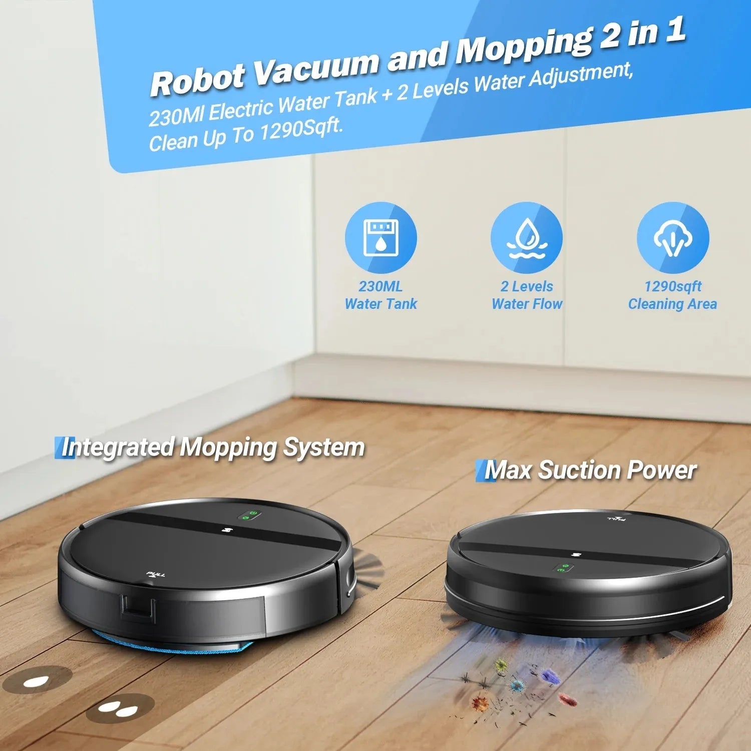 GOOVI G20 Robot Vacuum Cleaner 1400Pa Strong Suction 2500mAh Battery 3in1 Mopping Sweeping Suction Smart Home Support Wifi/alexa - Home Fusion
