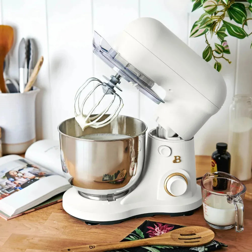 Beautiful 3.5 Qt Stand Mixer, Lightweight & Powerful with Tilt-Head, White Icing - Home Fusion