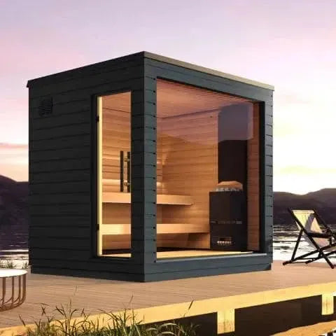 Red Cedar 6-Person Smart Outdoor Sauna | Home Fusion™ Traditional Dry Steam Spa. - Home Fusion