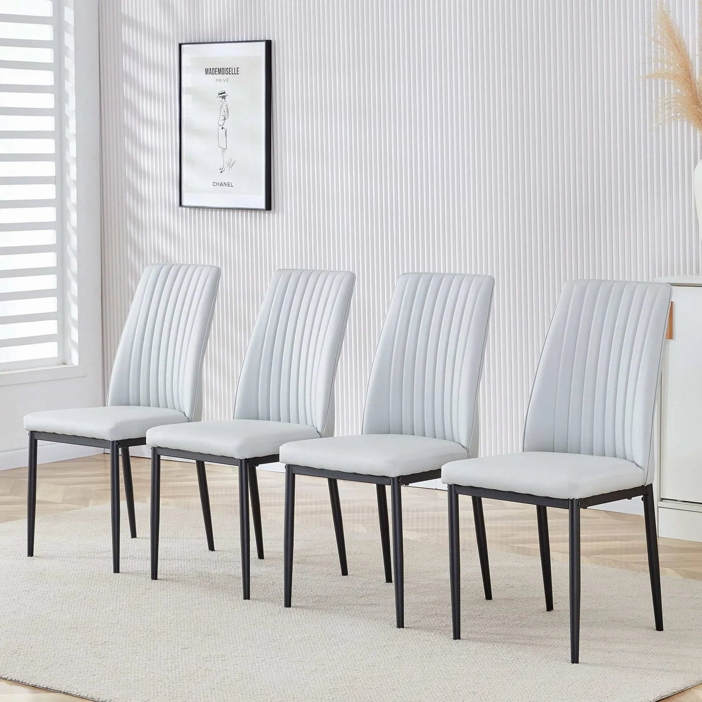 Dining Chairs Set of 4, Comfortable Upholstered Seat with Metal Legs, Curved Backrest Kitchen Chair for Living, Bedroom, Restaurant, Easy Assemble, Gray - Home Fusion
