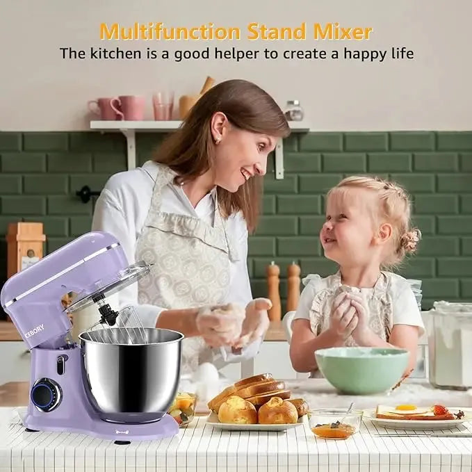 3-IN-1 Electric Stand Mixer Set 660W 10-Speed with Pulse Button 6.5QT Bowl Dough - Home Fusion