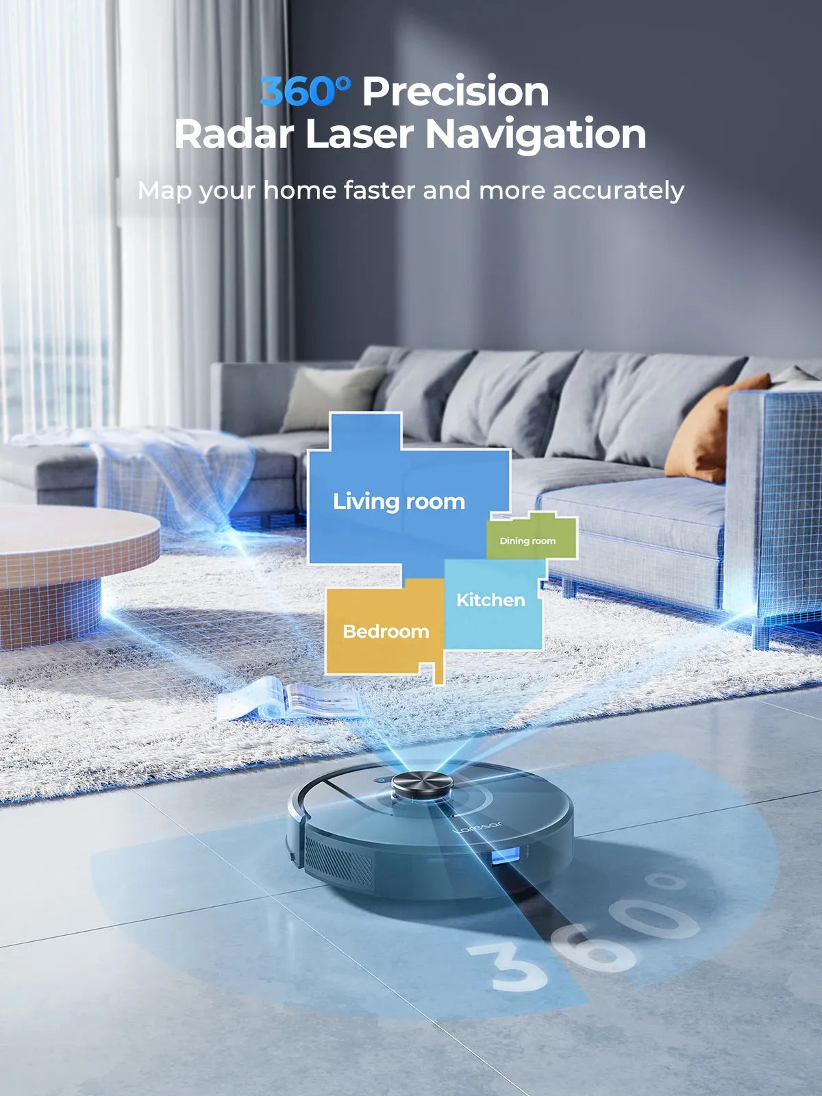 Laresar 01 Robot Vacuum Cleaner Mop LDS Lidar Navigation 5000Pa Smart Planned Mapping Home Floor Washing Carpet Pet Hair Clean - Home Fusion