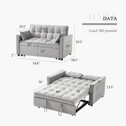 Convertible Sleeper Sofa Bed | Modern Pullout Couch with Adjustable Backrest | Loveseat Futon - Home Fusion