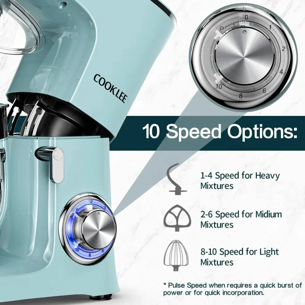9.5 Qt. Stand Mixer, 660W 10-Speed Electric Kitchen Mixer with Flat Beaters. - Home Fusion
