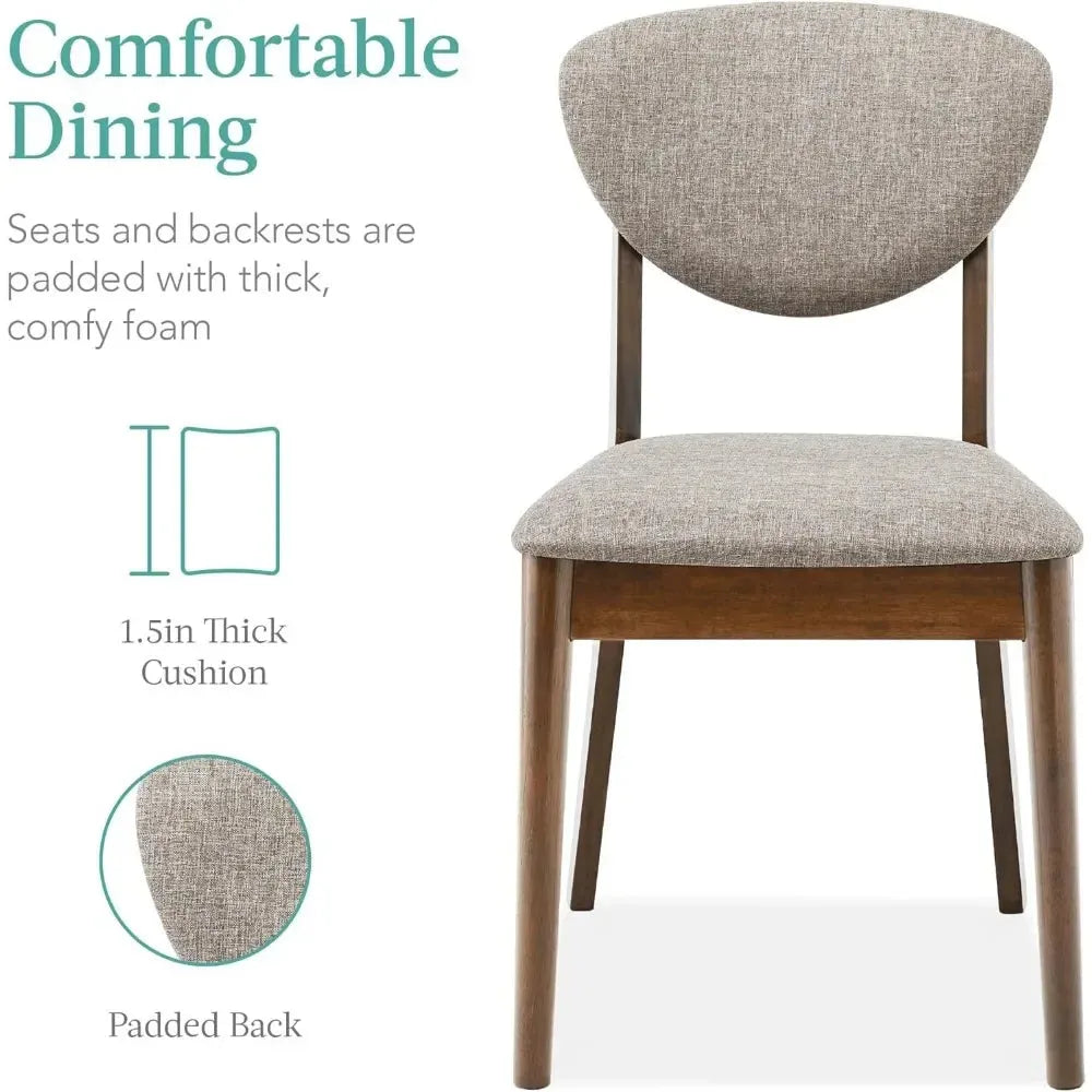 Dining Set Apartment w/ 4 Chairs, Padded Seats & Backrests, Wooden Frame,Compact Mid-Century Modern Table & Chair Set - Home Fusion
