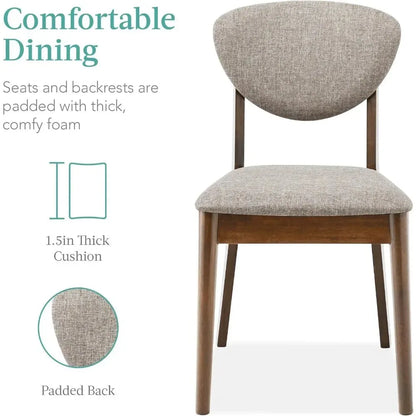 Dining Set Apartment w/ 4 Chairs, Padded Seats & Backrests, Wooden Frame,Compact Mid-Century Modern Table & Chair Set - Home Fusion
