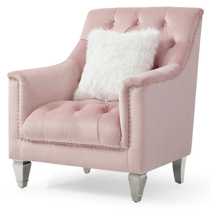 Glory Furniture Pink Chair – Modern Velvet Accent Chair for Living Room - Home Fusion