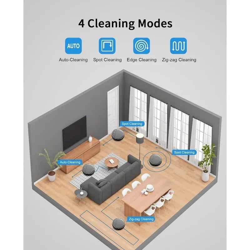 Robot Vacuum and Mop Combo, 2 in 1 Mopping Robot Vacuum Cleaner with Schedule, Wi-Fi/App/Alexa, 1400Pa Max Suction, - Home Fusion