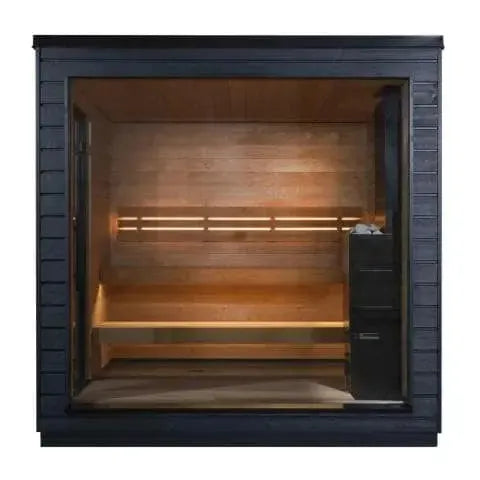 Red Cedar 6-Person Smart Outdoor Sauna | Home Fusion™ Traditional Dry Steam Spa. - Home Fusion