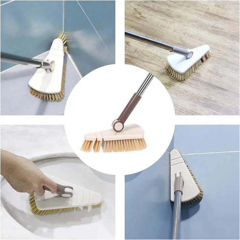 Floor Scrub Brush Cleaning Long Handle Kitchen Bathroom Gap Tools Removable Toilet Rotating Mop Bristles for Tile Ceramic Brush - Home Fusion