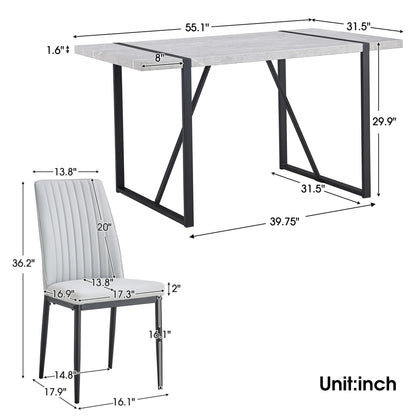 Dining Chairs Set of 4, Comfortable Upholstered Seat with Metal Legs, Curved Backrest Kitchen Chair for Living, Bedroom, Restaurant, Easy Assemble, Gray - Home Fusion
