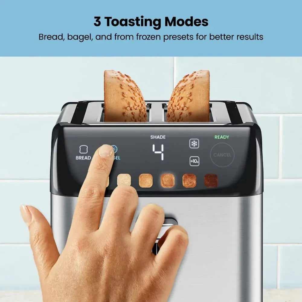 Smart Touch 2 Slice Digital Toaster, 6 Shade Settings, Stainless Steel, Removable Crumb Tray - Home Fusion